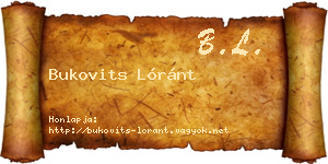 Bukovits Lóránt névjegykártya